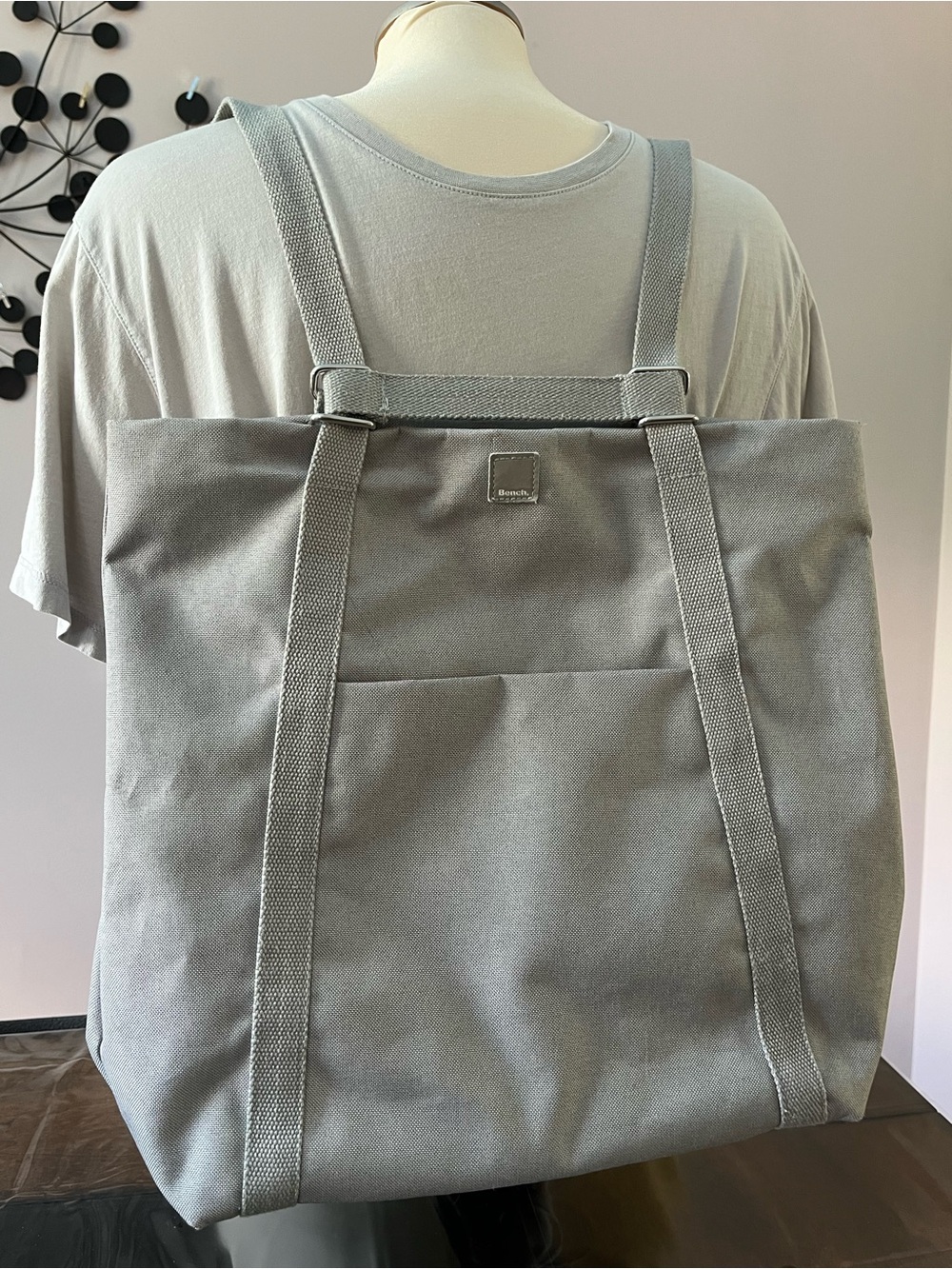 Unisex Bench Gray Canvas Laptop Tote with Front Slip Pocket and Dual Straps